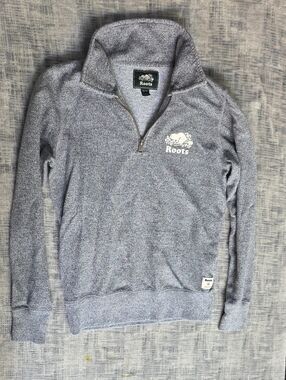 Roots Men’s Grey Heather Quarter-Zip Pullover